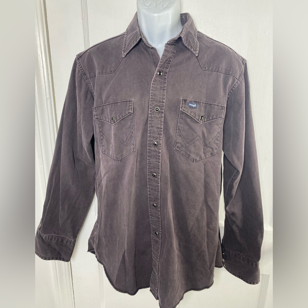 Wrangler Pearl Snaps Mens Gray Pre Shrunk Long Tails Long Sleeve Shirt
